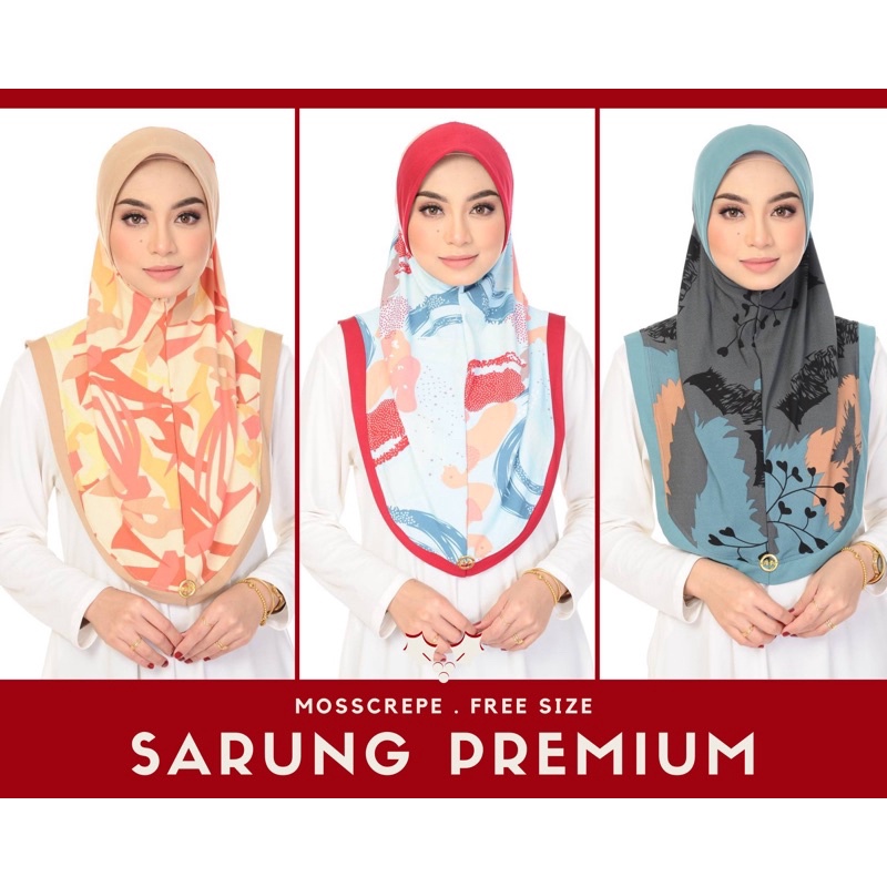 Tudung Sarung Mosscrepe Printed Piping XL Devilia Ironless Tak Payah