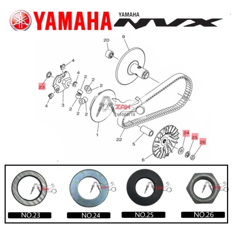 Yamaha Original Washer Nut CVT Pulley For NVX 155 Aerox 155 Shopee