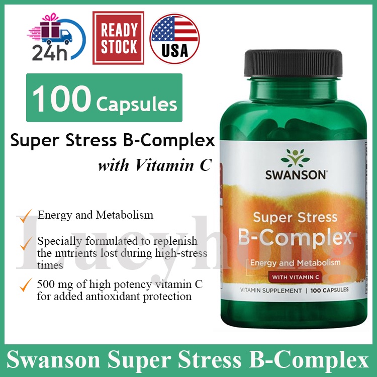 Swanson Super Stress Vitamin B Complex With Vitamin C Capsules