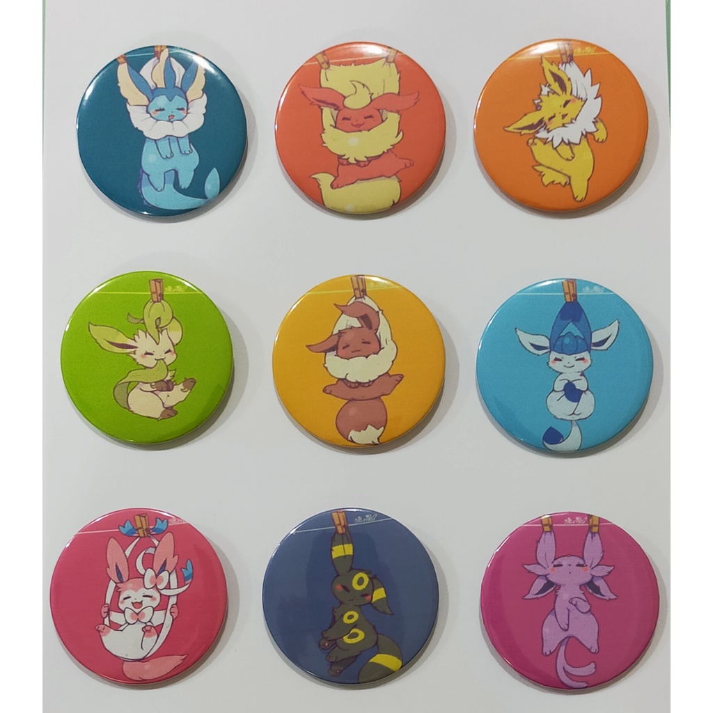 Pokemon Badge Eevee Eeveelution Flareon Vaporeon Jolteon Espeon Umbreon