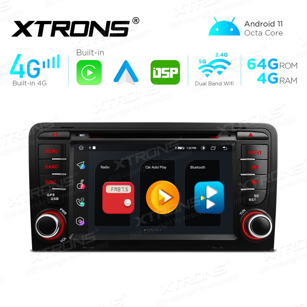 XTRONS 7 Audi A3 S3 RS3 Android11 Car Player 8Core 4 64 Built In