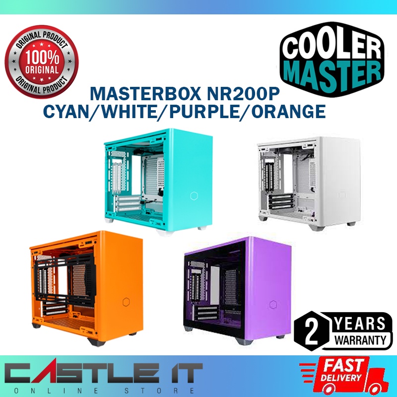 Cooler Master MasterBox NR200P Mini ITX Computer Case Cyan Orange