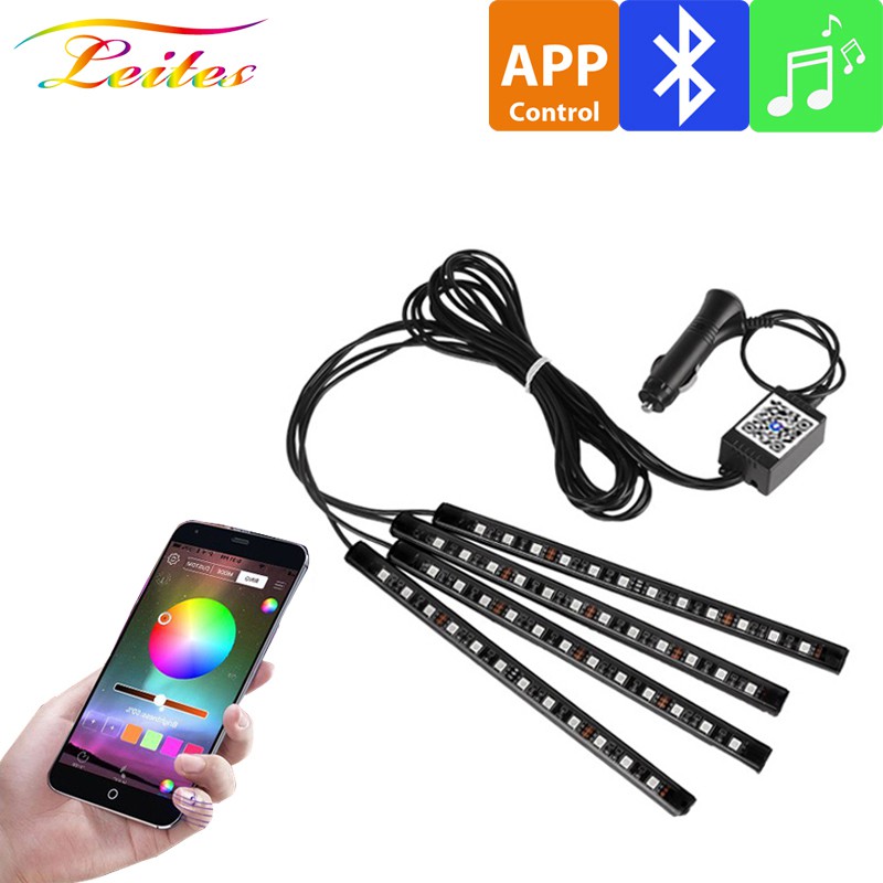 Led Car Foot Lamp Ambient Light RGB Usb APP Wireless Remote Music