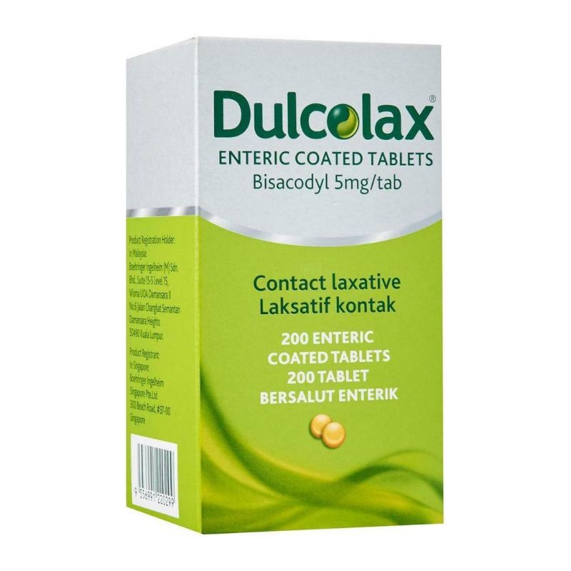 Dulcolax Enteric Coated Tablets 200 S Bisacodyl 5mg Tab Shopee