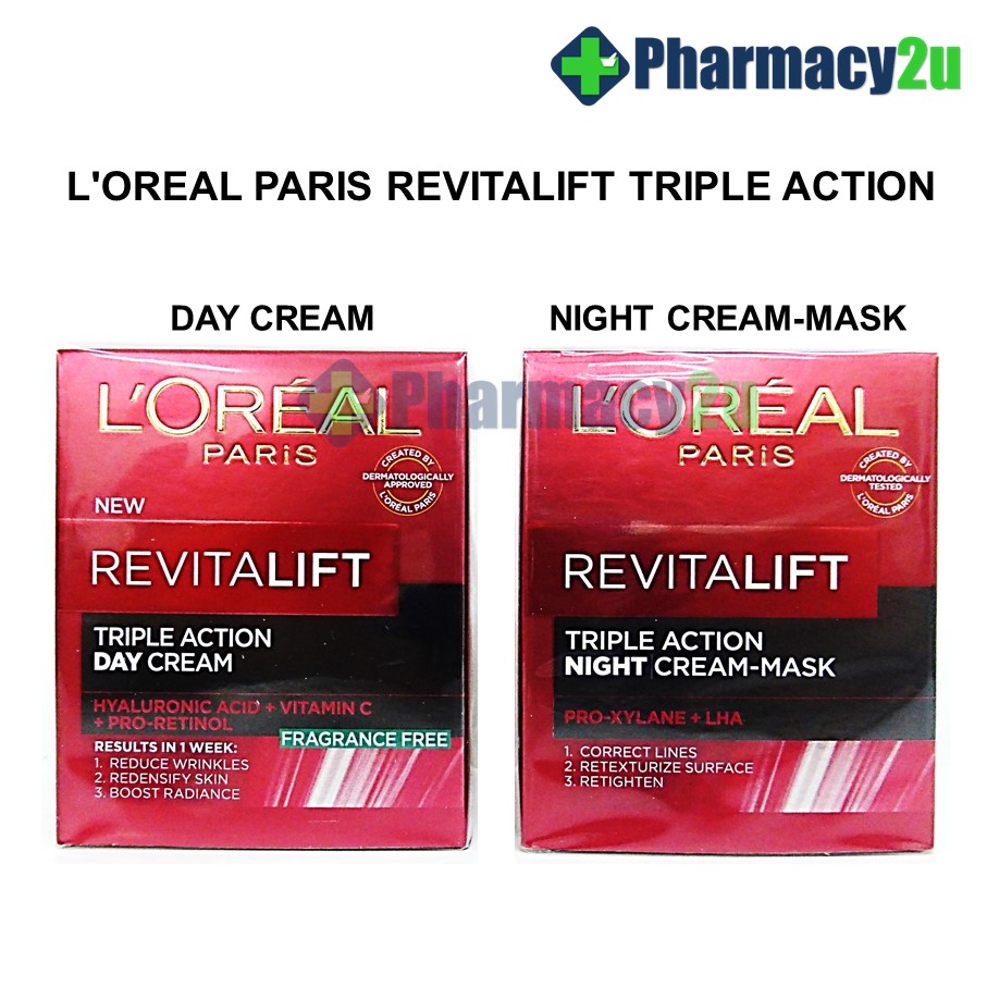 L Oreal Paris Revitalift Triple Action Day Night Cream Ml Shopee