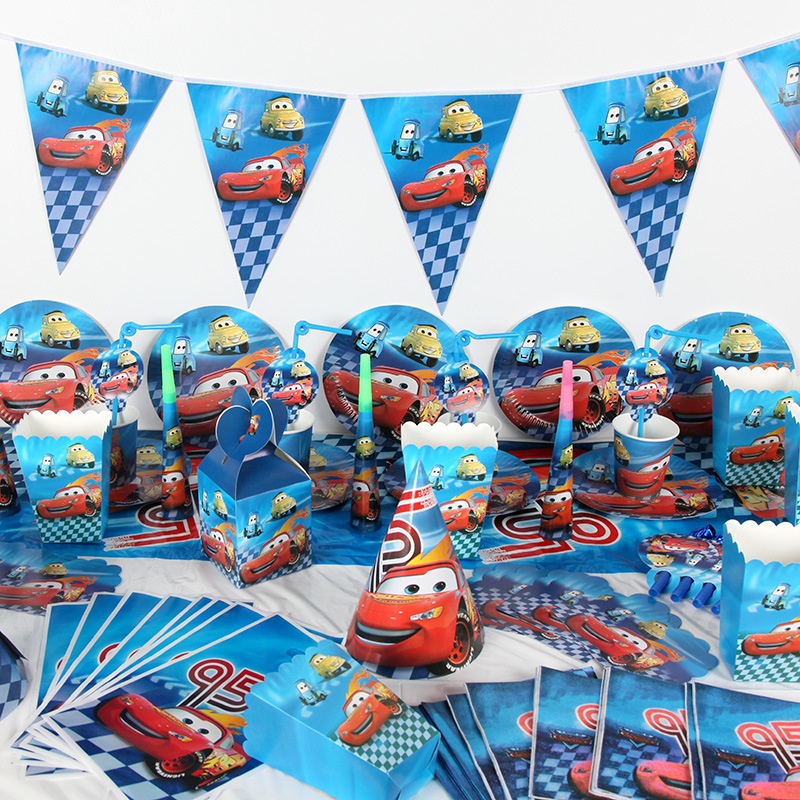 Softcloud Disney Car Lightning Mcqueen Theme Happy Birthday Decoration