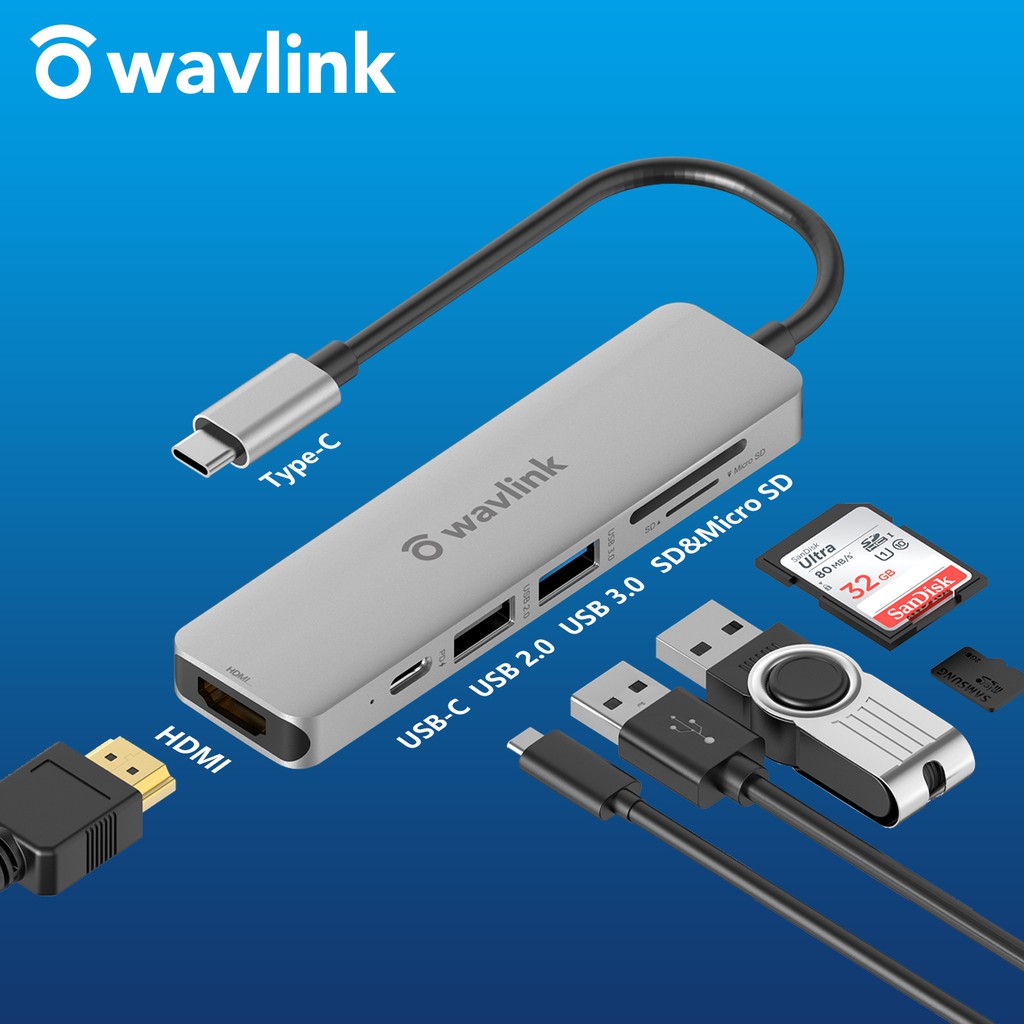 Wavlink Aluminum Usb C Hub Pd In Usb C Adapter With W Power