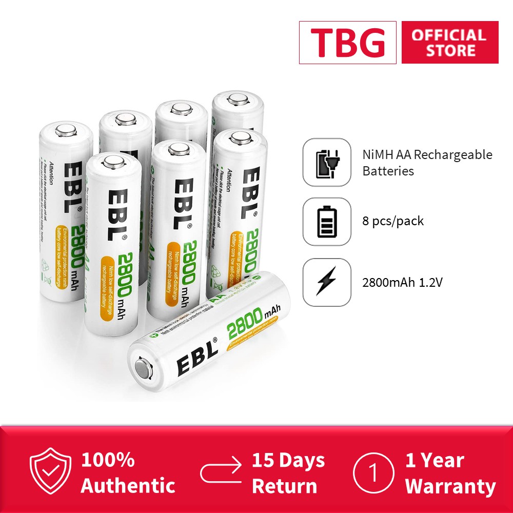 EBL AA 1 2V 2800mAh Ni MH FREE Casing Rechargeable Battery 2A NiMH