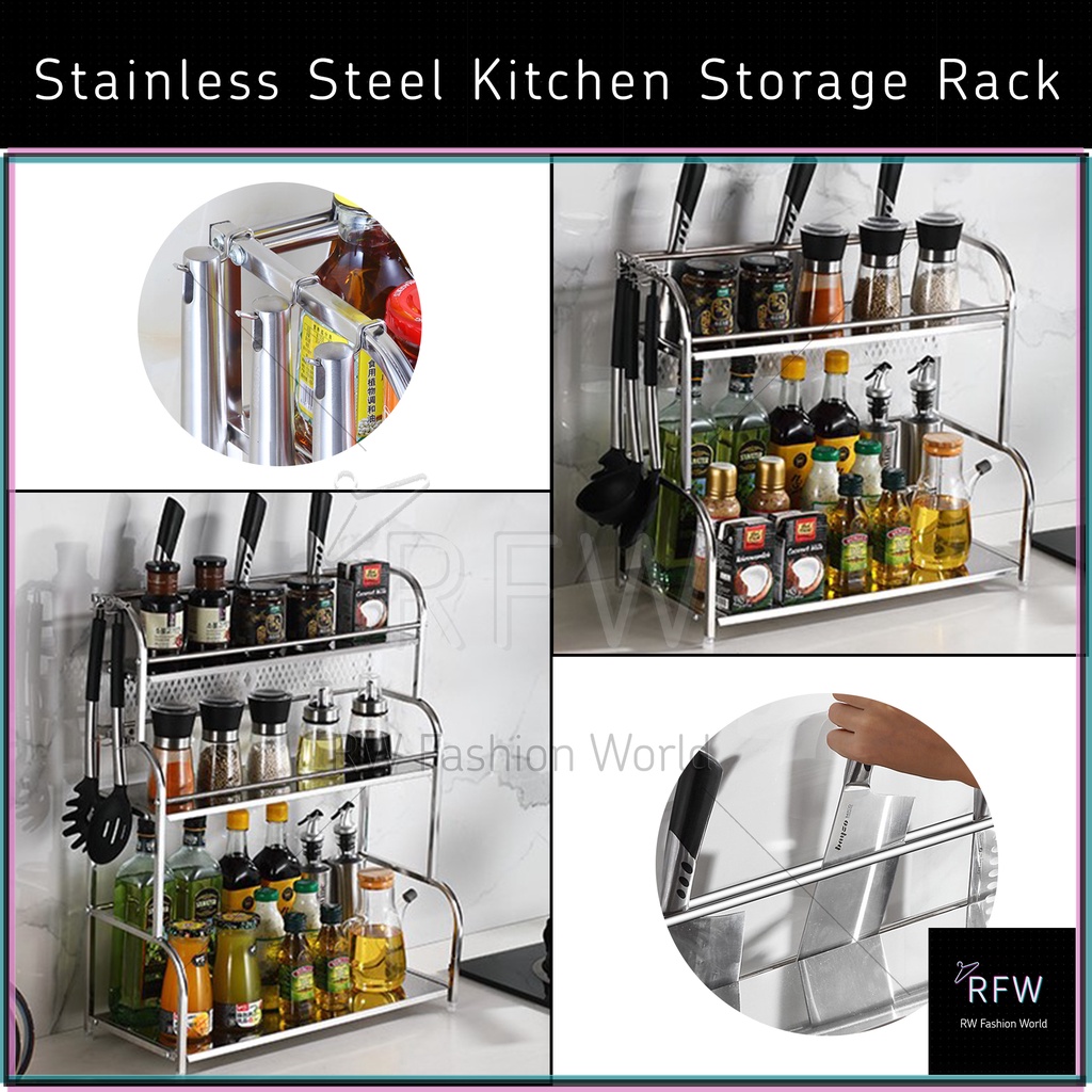 Stainless Steel Multipurpose Kitchen Storage Rack 30cm Seasoning