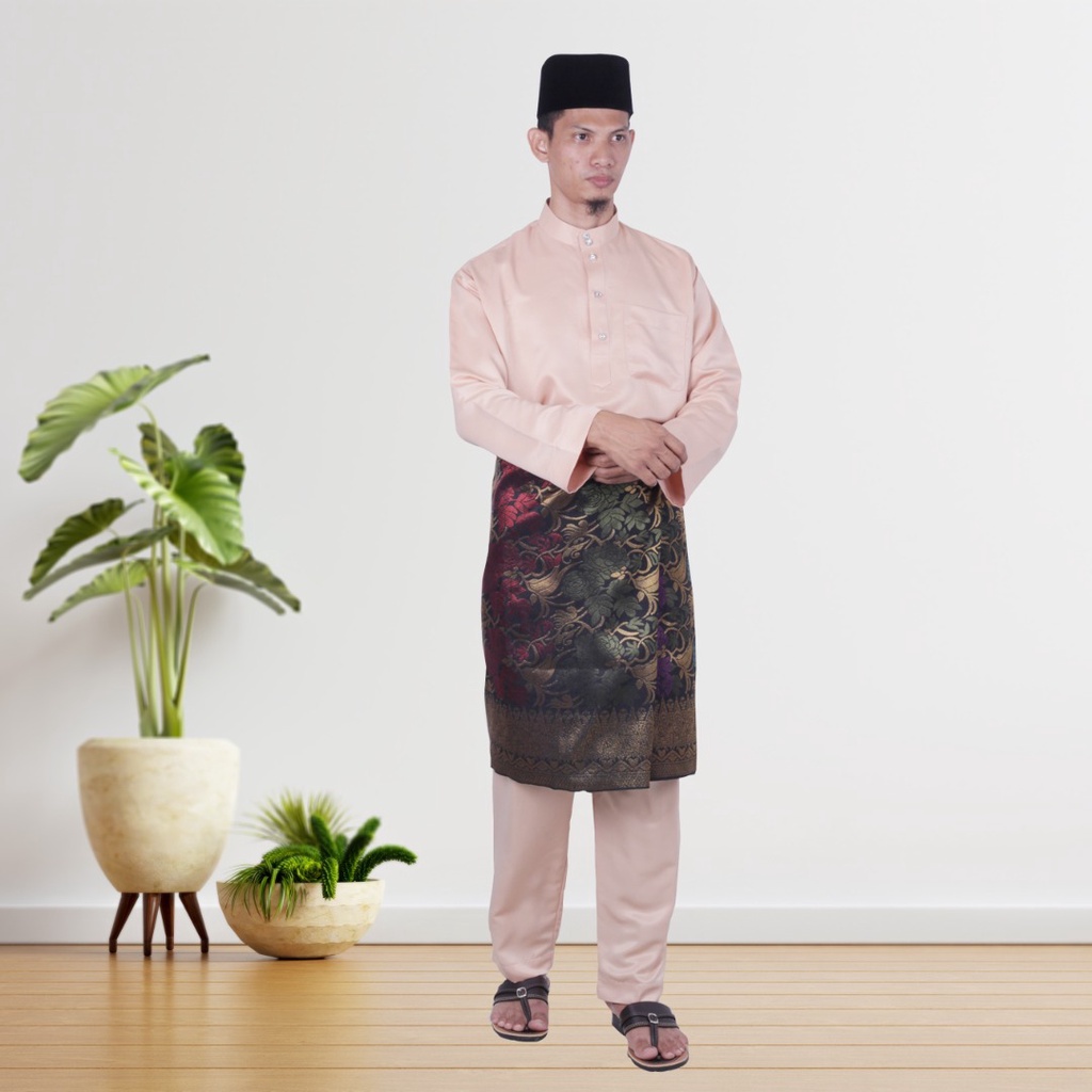 BAJU MELAYU SEPASANG CEKAK MUSANG WARNA NUDE COLOUR BAJU MELAYU MUSLIN