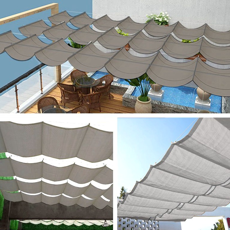 Thicken Grey Color Anti Uv Hdpe Telescopic Wave Sunshading Net Terrace