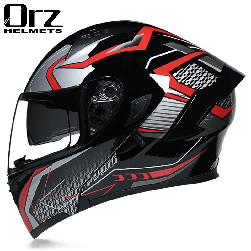 Orz Flip Up Helmet Modular Motorcycle Helmet Double Lens Built In