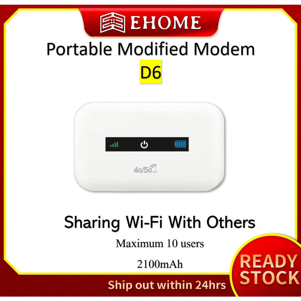 READY STOCK Pocket Portable Modem D6 WiFi 4G LTE Modified Unlimited