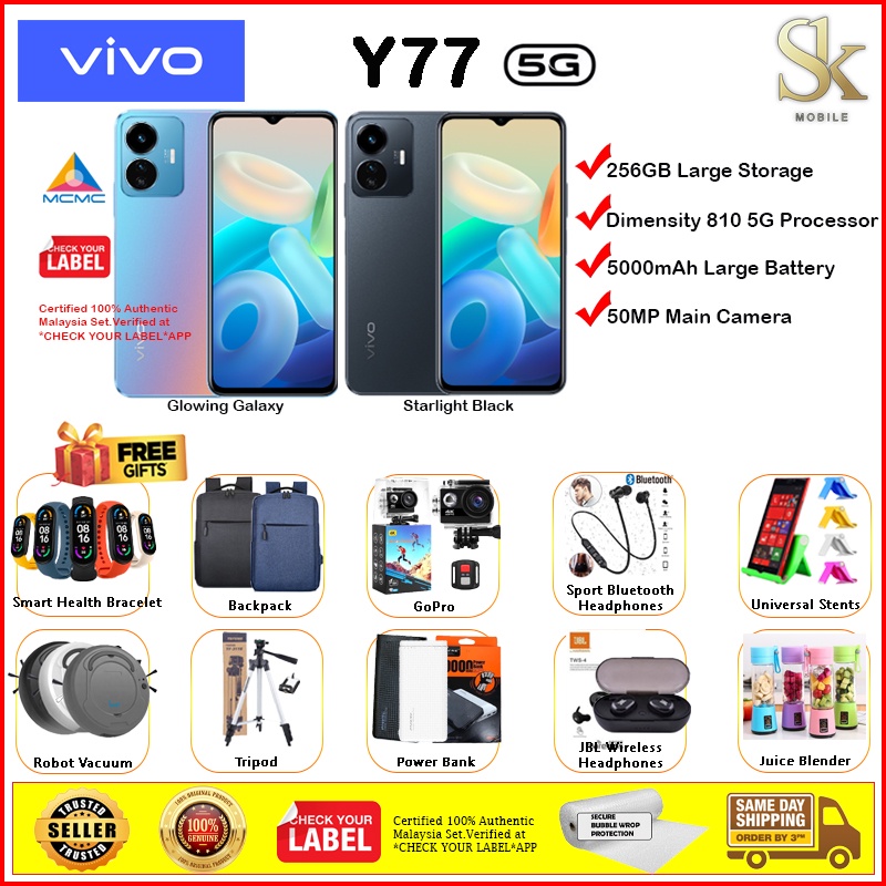 Vivo Y77 5G 8GB RAM 4GB Extended RAM 256GB ROM MediaTek D810 5G