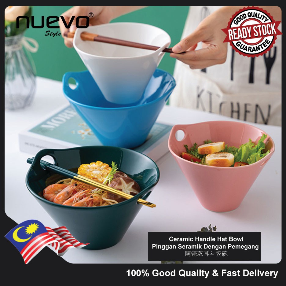 Nuevo Style Ceramic Handle Hat Bowl Pinggan Seramik Dengan