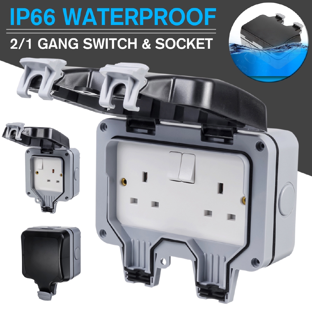 Waterproof Outdoor Plug 13A Storm Electrical Switched Socket IP66