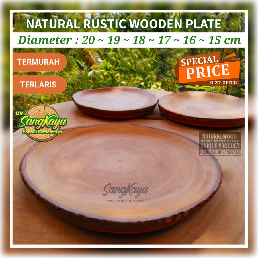 Kayu Wood Plate Cm With Unique Natural Wood Plate Bark Edge