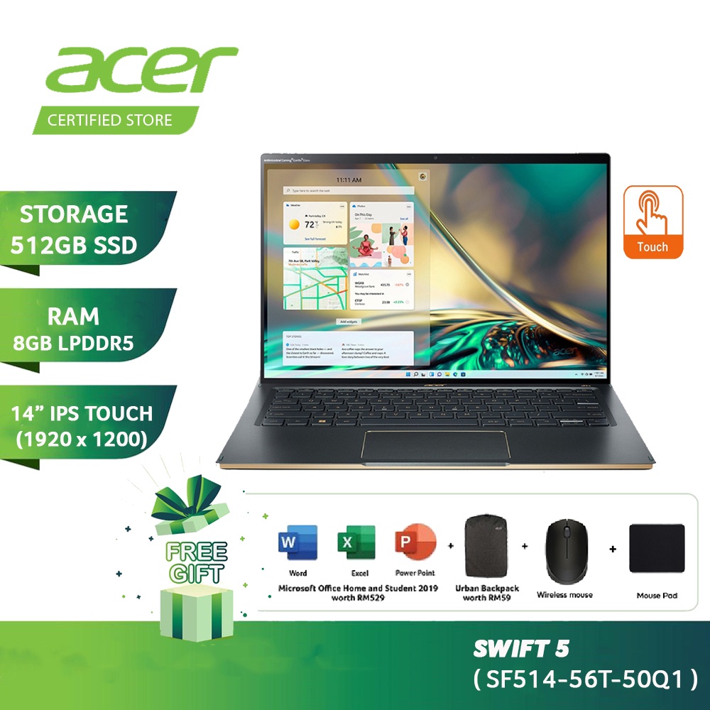 Acer Swift Sf T Q Touch Laptop I P Gb Lpddr