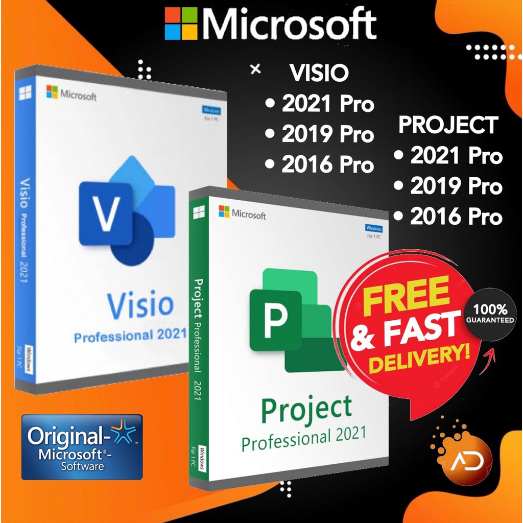 Original Visio Project 2021 2019 2016 Professional License