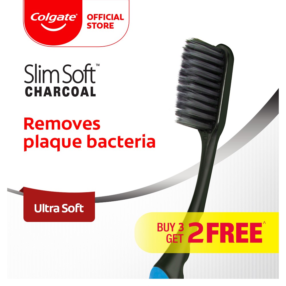 Colgate Slimsoft Charcoal Toothbrush Valuepack S Ultra Soft Shopee