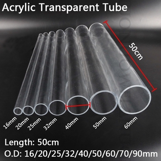 2Pcs Set 50cm Length Transparent Acrylic Pipe Plexiglass Tube Aquarium