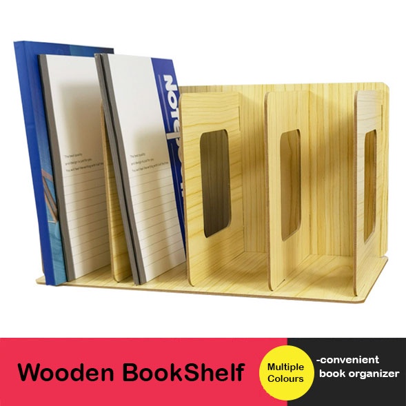 DIY Wooden Book Organizer Desktop Book Rack Book Shelf CD Organizer