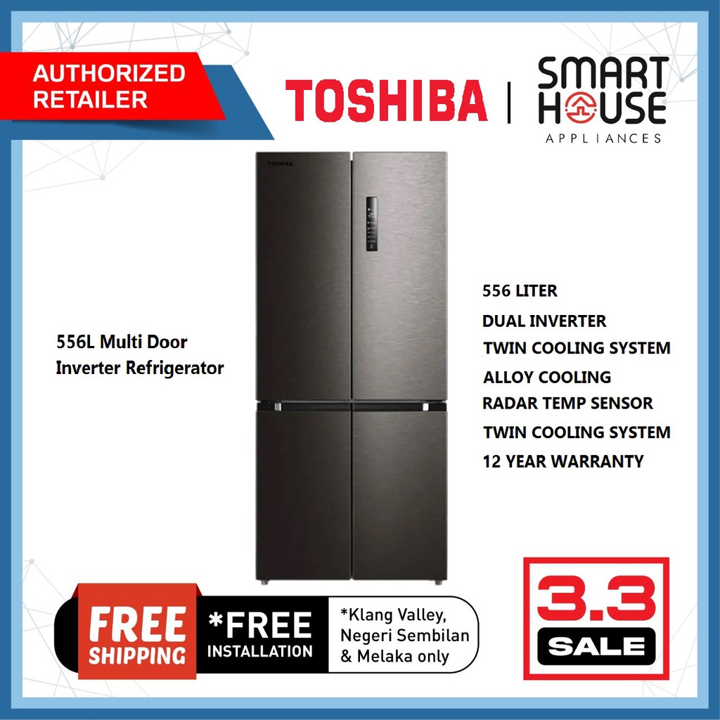 FREE SHIPPING Toshiba 556L Multi Door Inverter Refrigerator GR