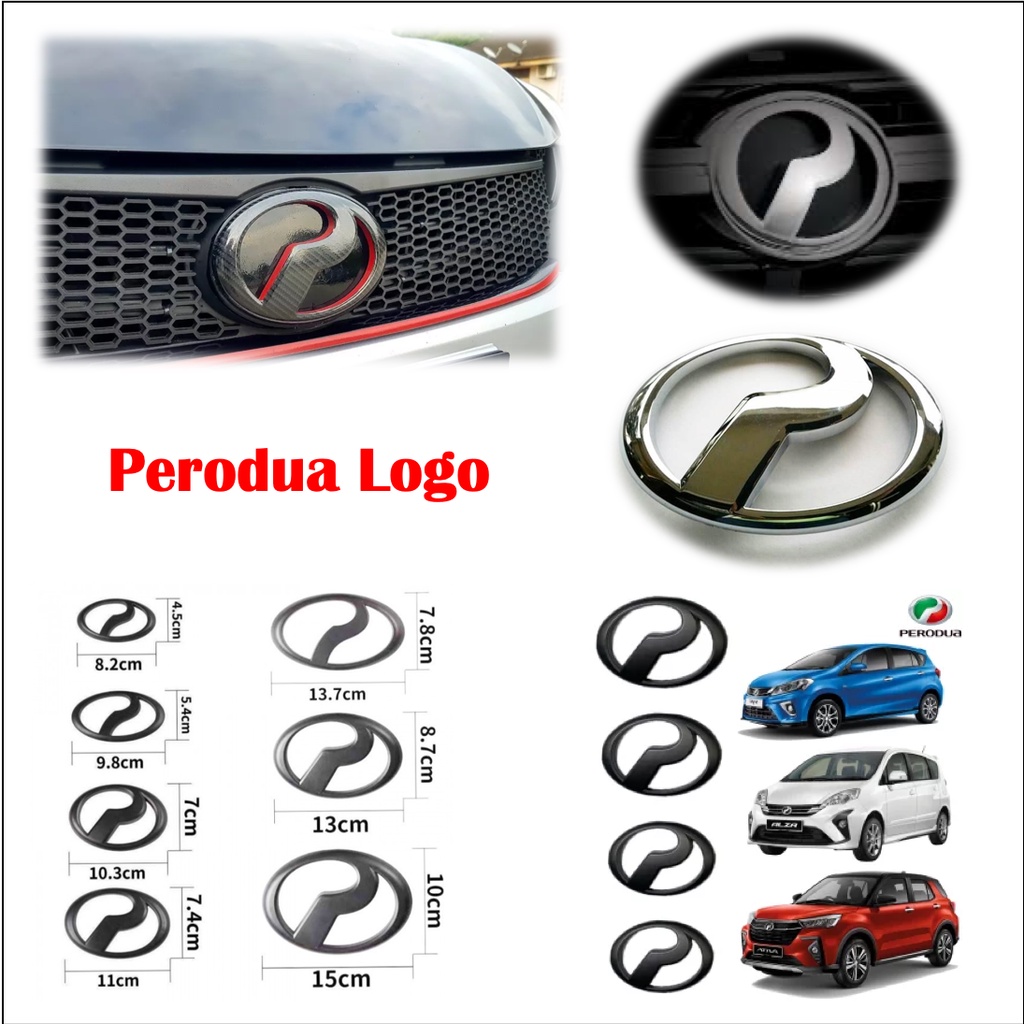 Perodua Mattle Black Chrome Logo Carbon Emblem Myvi Lagi Best Icon