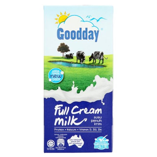 Goodday UHT Full Cream Low Fat Milk 1Liter Susu Penuh Krim Shopee