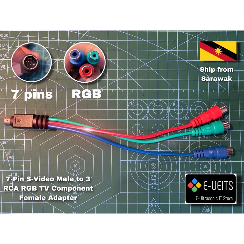 7 Pin S Video Male To 3 RCA RGB TV Component Female Adapter Shopee