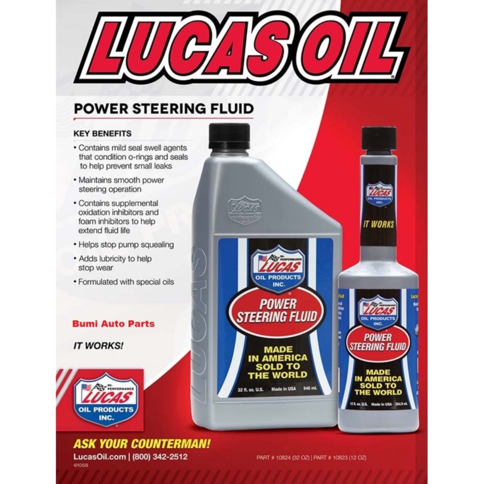 Lucas Power Steering Fluid 355ml Maintain Smooth Power Steering