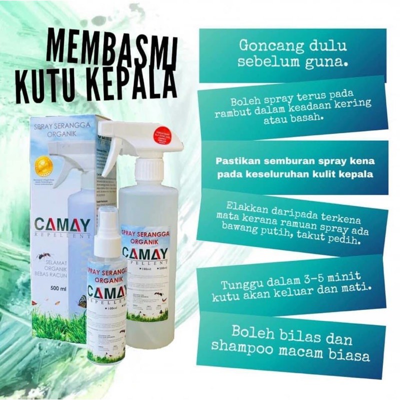 Spray Kutu Kepala Camay Repellent Head Lice Removal Ubat Kutu Rambut