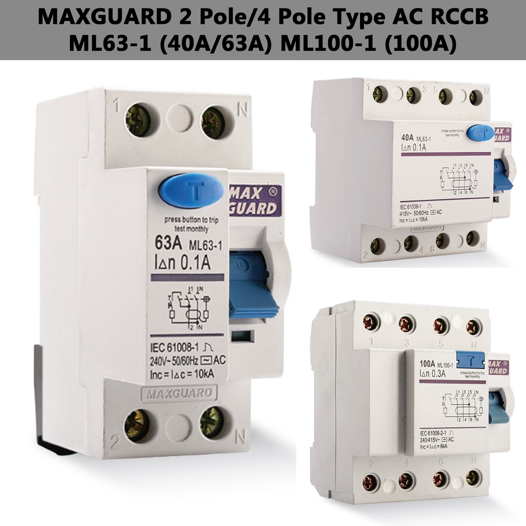 Maxguard A A A Pole Pole Ma Ma Ma Type Ac Rccb