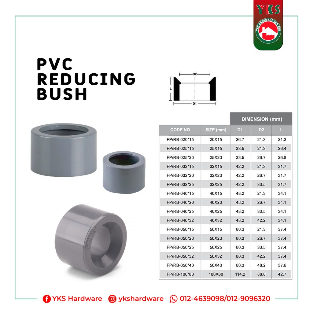 Pvc Reducing Bush Pipe Fittings System Shopee Malaysia