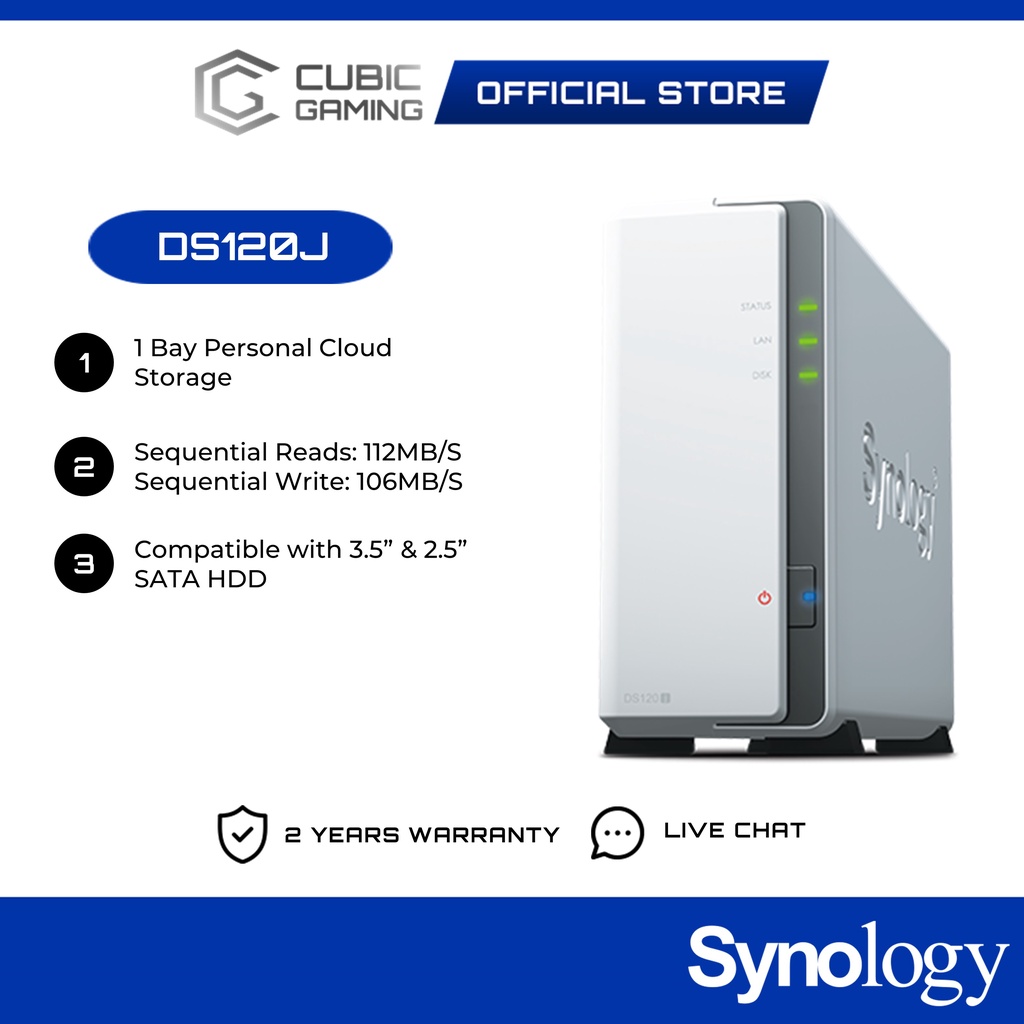 Synology DS120j NAS DiskStation 1 Bay NAS Enterprise Sata HDD