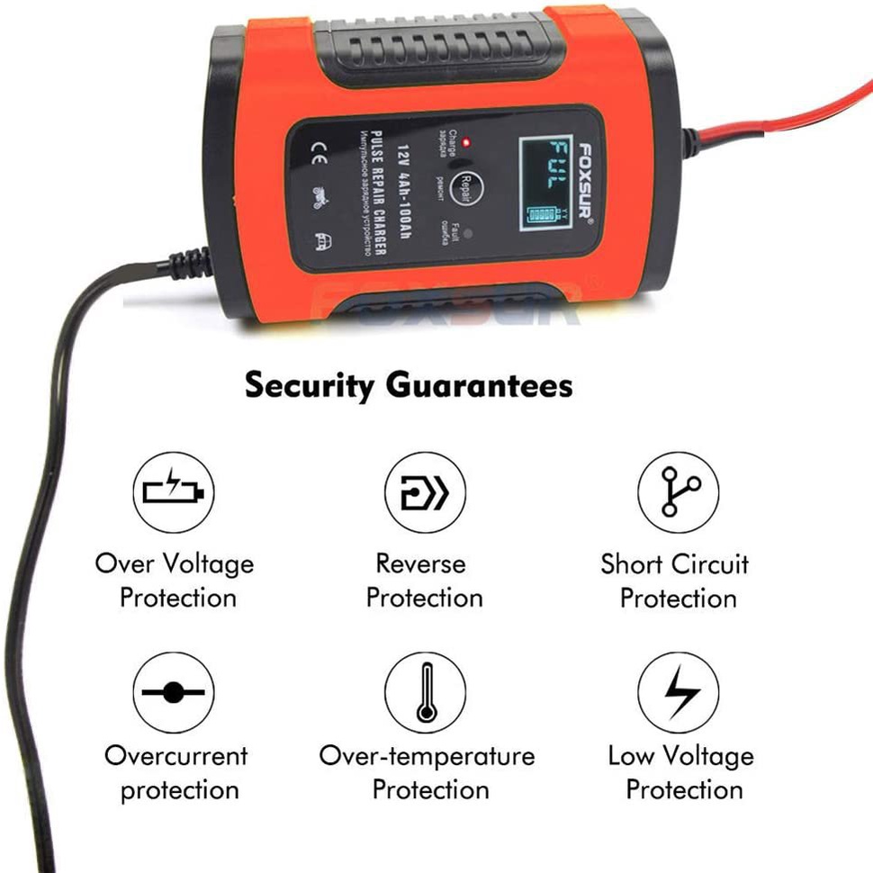 Eym Foxsur Car Battery Charger V A Pulse Repair Lcd Battery Charger