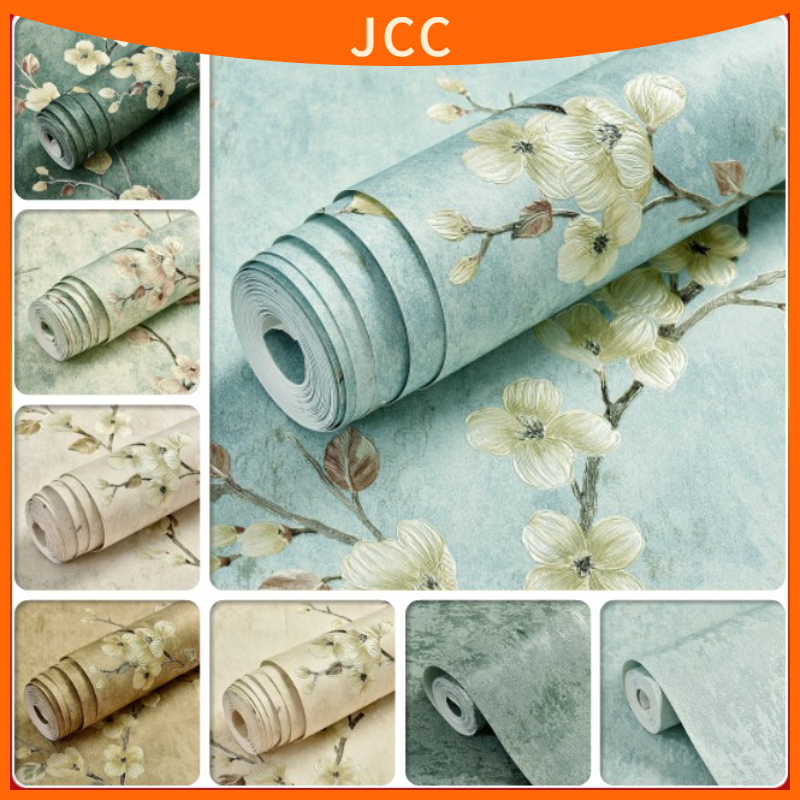 JCC 10m 3d Flower Floral Wallpaper English Style Non Self Adhesive Wall