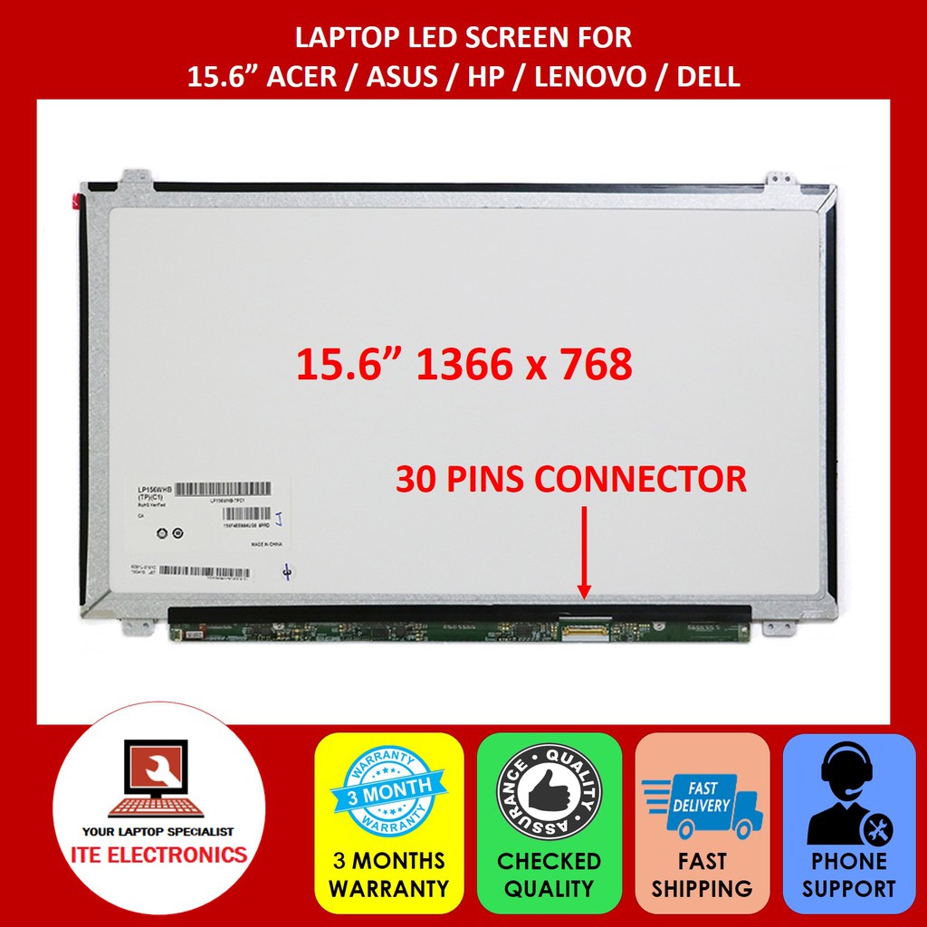 Inch Slim Pins Laptop Led Screen For Acer Lenovo Asus Dell Hp