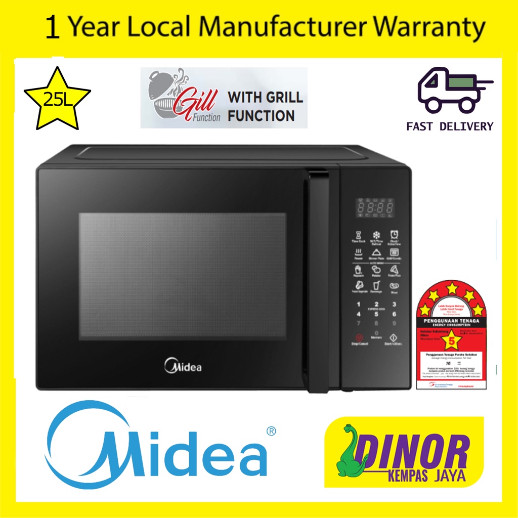 Midea L Microwave Oven Membrane Control Auto Menus Grill Function