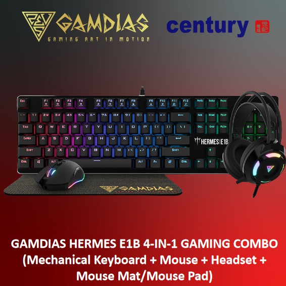 GAMDIAS HERMES E1B 4 IN 1 GAMING COMBO Mechanical Keyboard Mouse