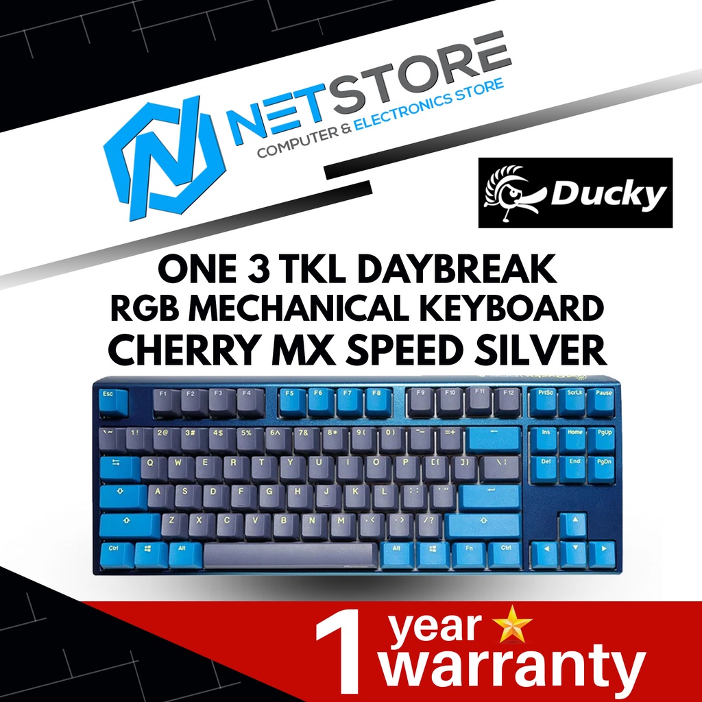 DUCKY ONE 3 TKL DAYBREAK RGB MECHANICAL KEYBOARD CHERRY MX SPEED SILVER