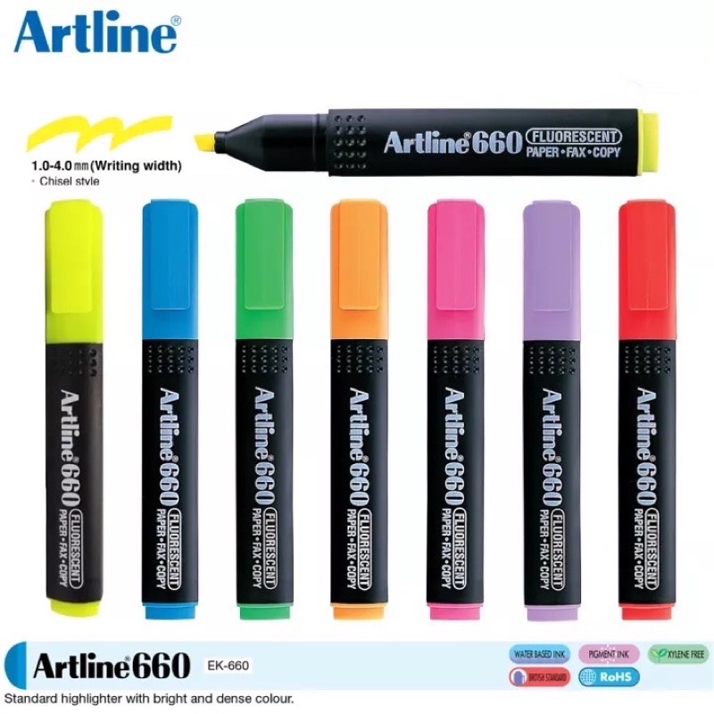 Artline 660 Fluorescent Highlighter Pen Highlight Pen 7 Colour