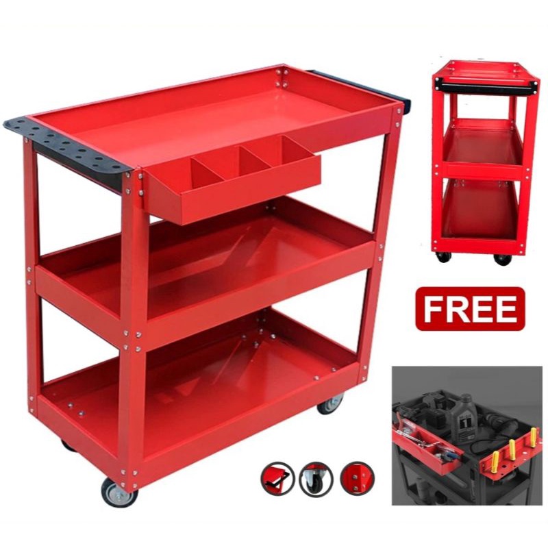 Tool Trolley Kg Barang Garaj Bengkel Tools Shelf Storage Tier