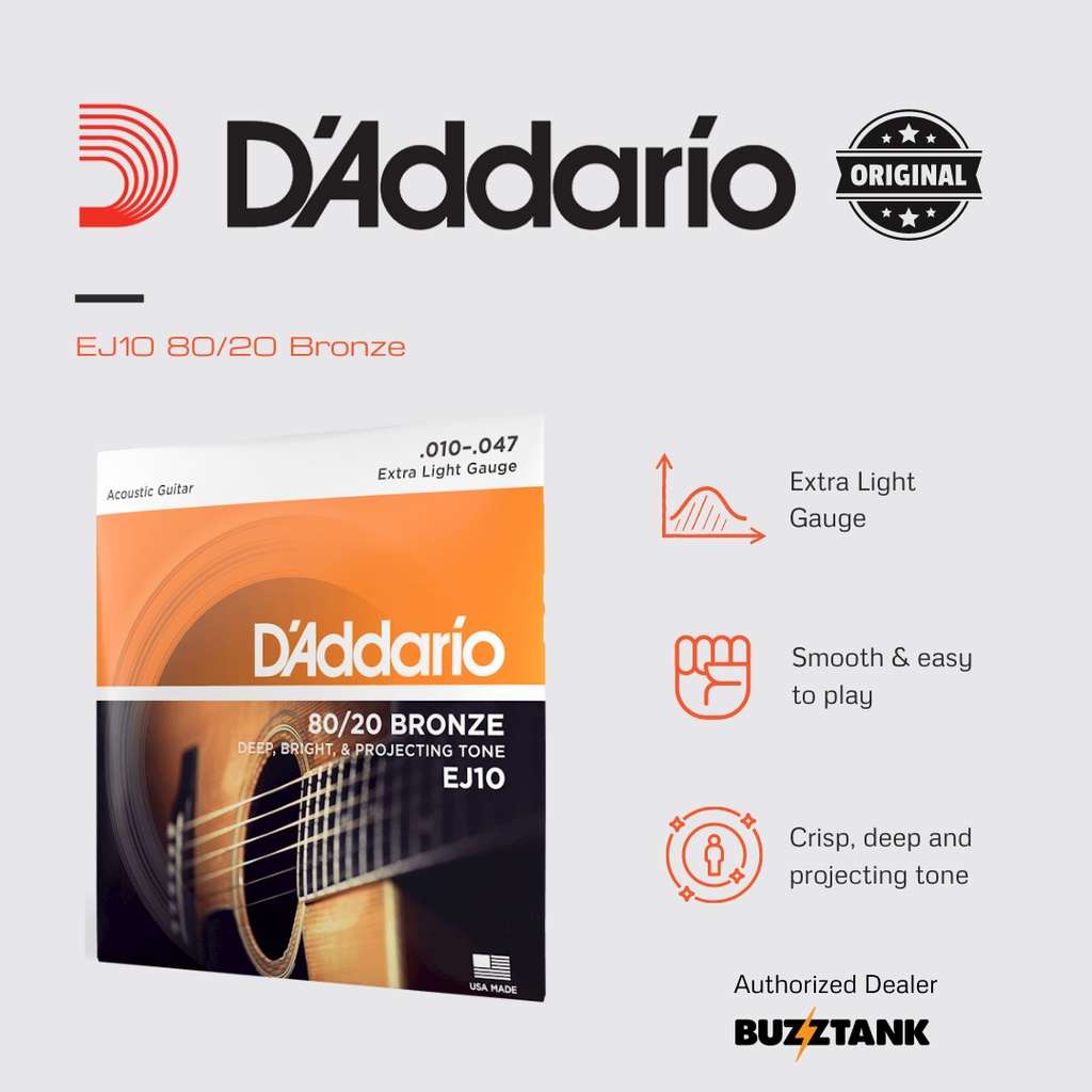 D Addario Ej Bronze Acoustic Guitar Strings Gauge