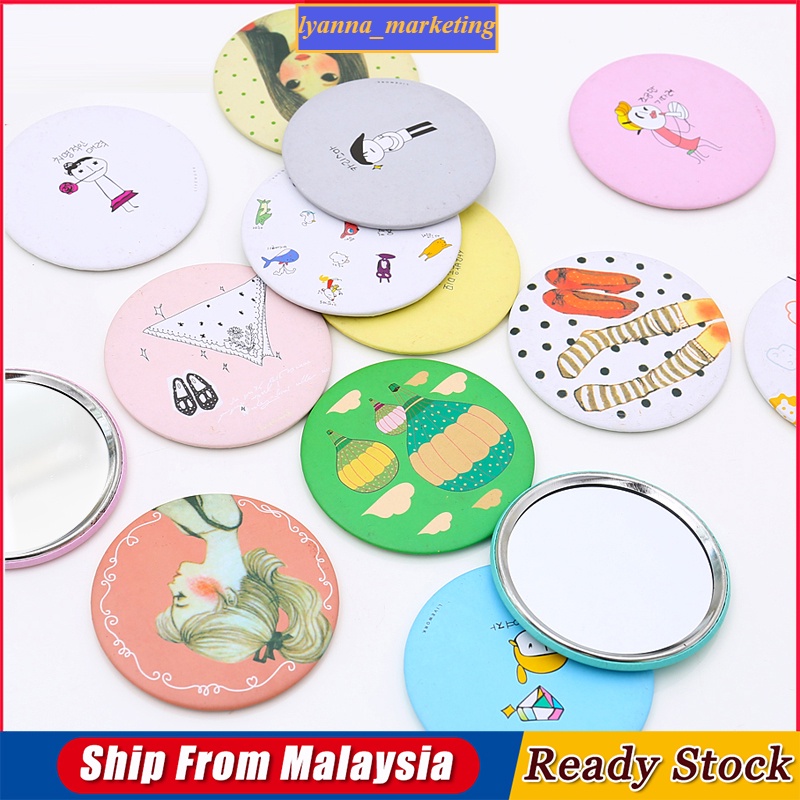 Viral Cermin Bulat Pocket Cermin Travel Makup Mirror Cermin Cartoon