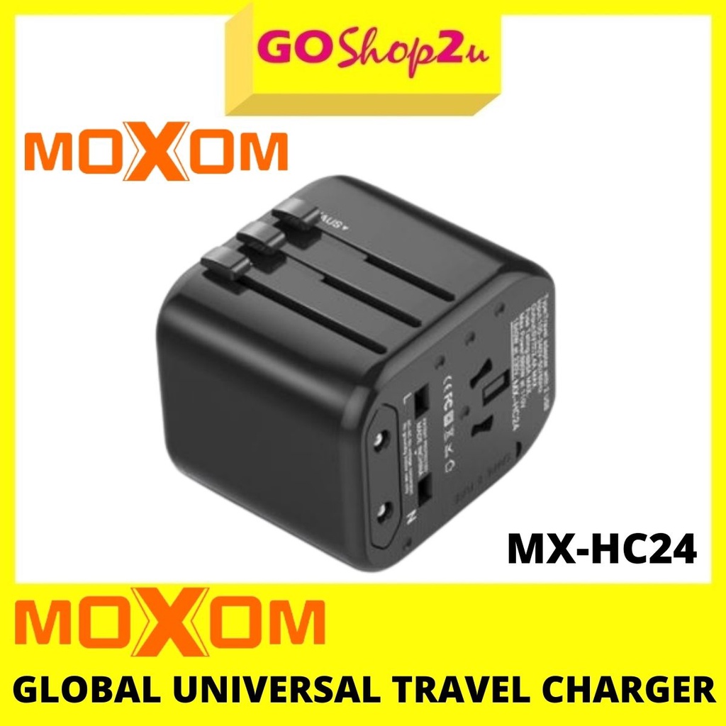 Moxom Universal Travel Charging Adapter 2 USB Port Fast Charging Global