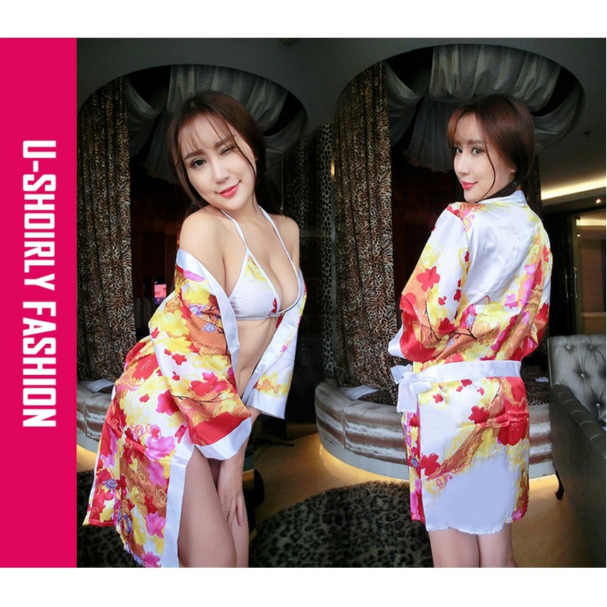 U SHOIRLY Japanese Kimono Bikini Set Sexy Lingerie US Shopee Malaysia