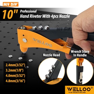 MYDIYHOMEDEPOT WELLOO Hand Rivert Gun 10 Heavy Duty Hand Riveter Gun