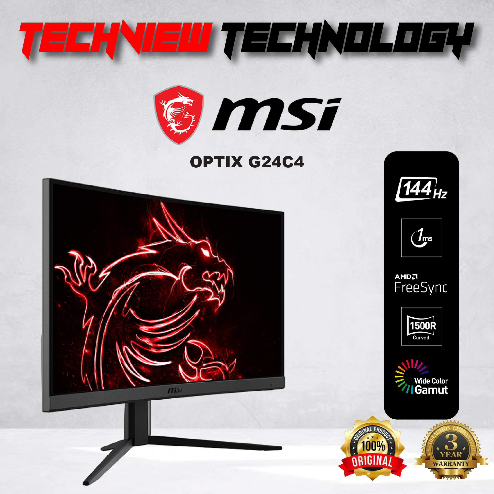 Msi Optix G24c4 24 Full Hd 144hz Freesync Curved Gaming Monitor BeeCost