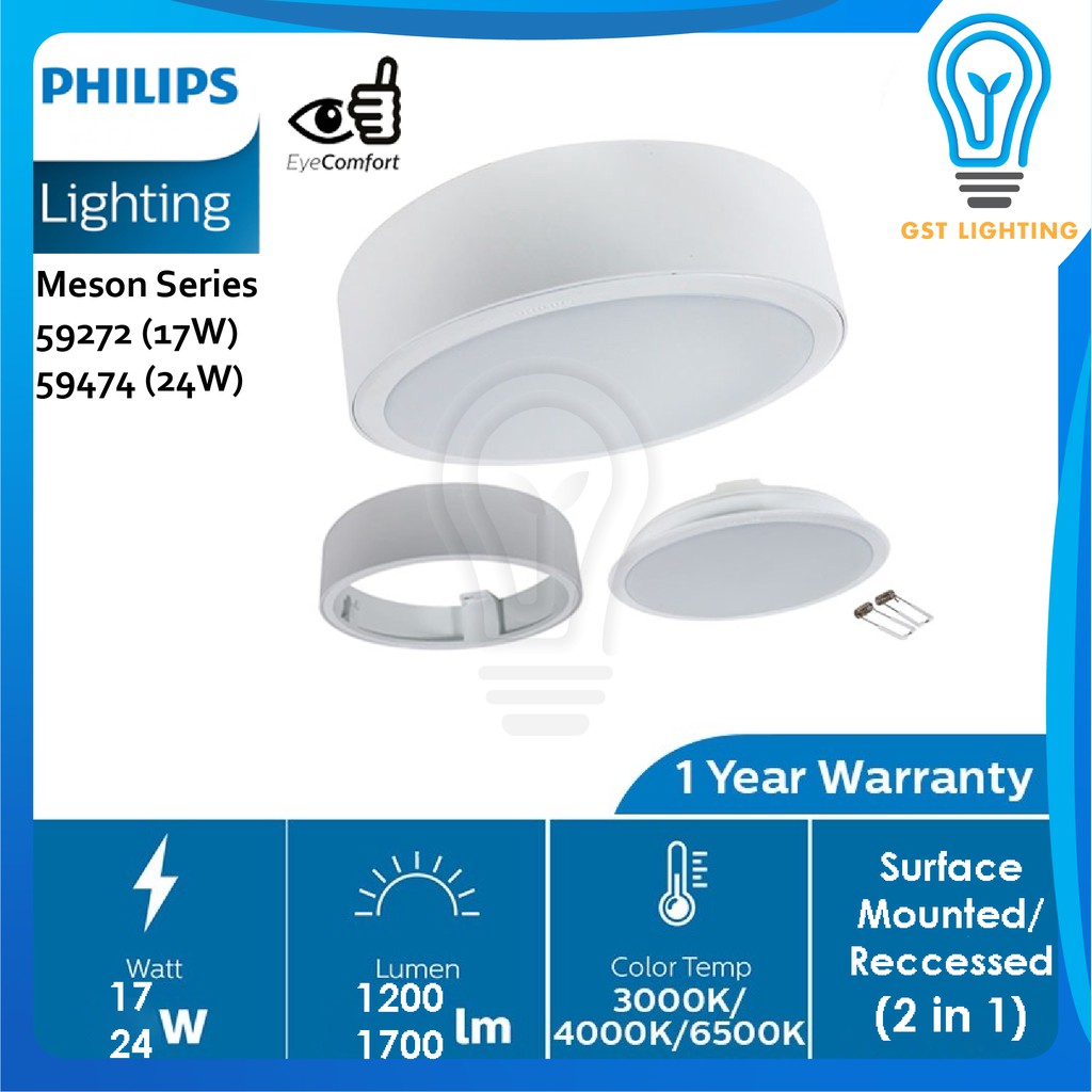 Philips Meson Surface Mount LED Downlight 17W 7 24W 9 3000K 4000K